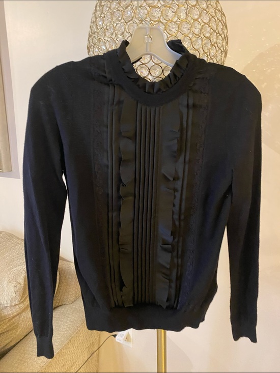Ted Baker London Sweaters - Ted Baker London Black Ruffle Pintuck Mock-Neck Sweater